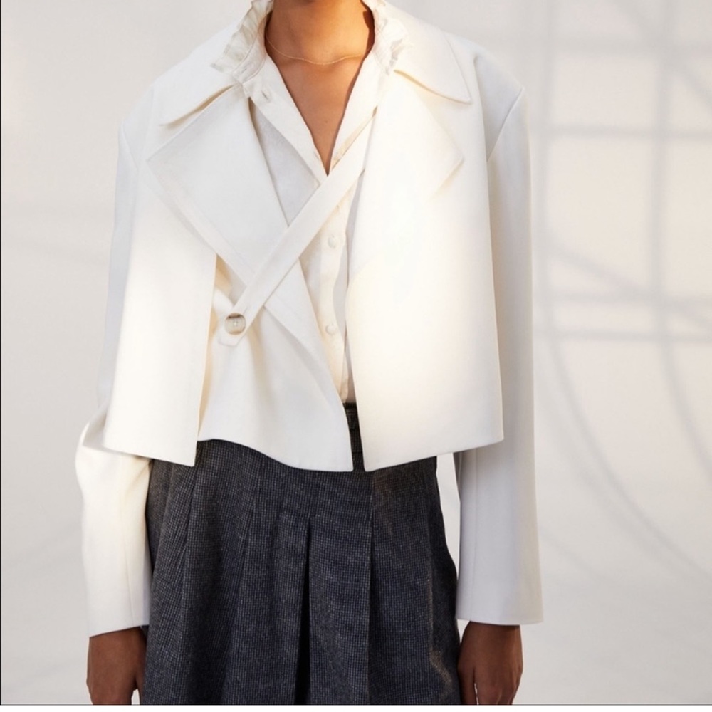 BABATON 1-01 Aritzia Griffith Cropped Blazer Jacket Off White Cream XS